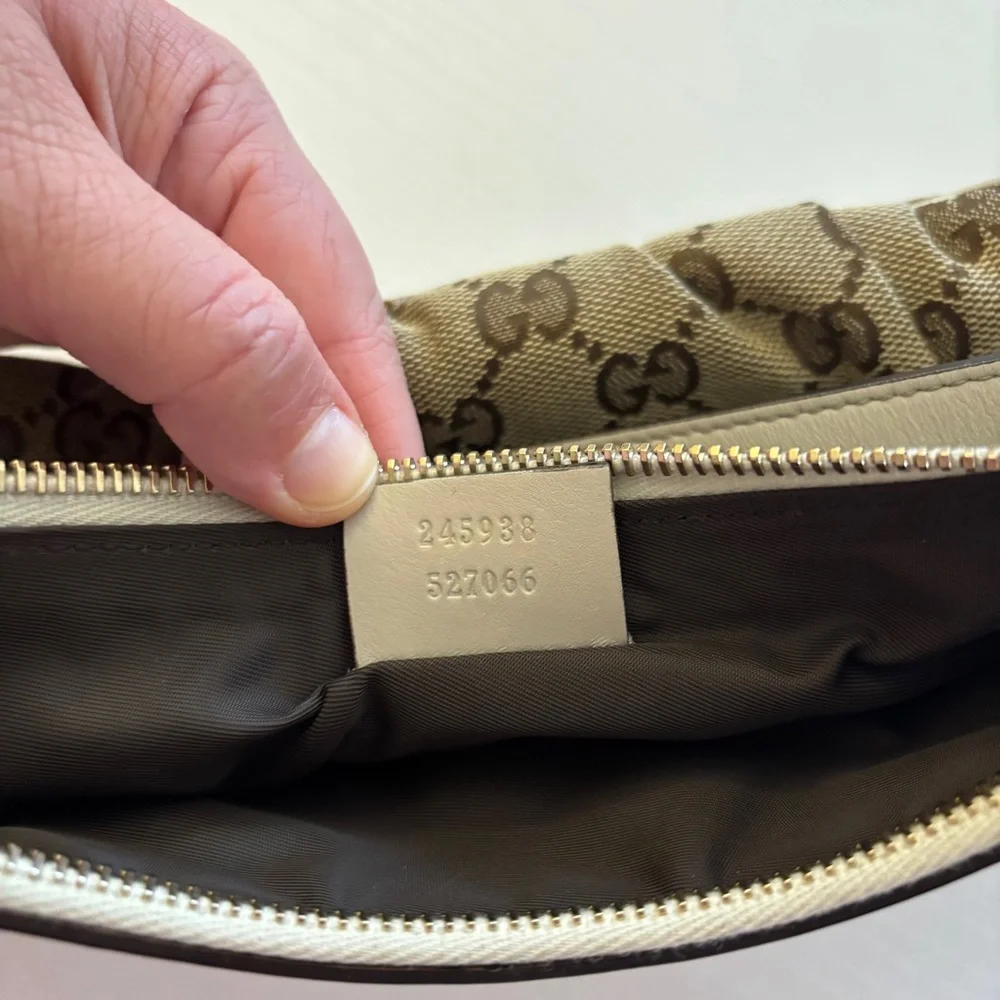 Gucci Beige Brown GG Canvas Shoulder Bag with Ivory Trim - Picture 11 of 11